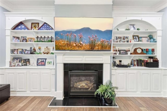 270 Morrow Rd, Newborn, GA 30056 - living room with crown molding, wood finished floors, and a tile fireplace