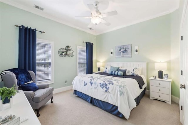 270 Morrow Rd, Newborn, GA 30056 - bedroom featuring light carpet, crown molding, baseboards, and ceiling fan