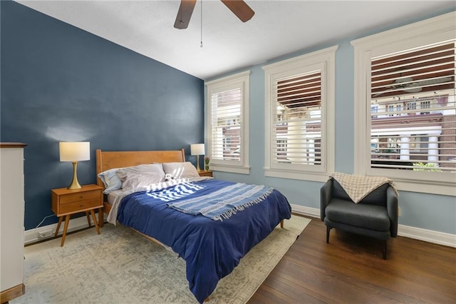 746 N Highland Ave NE Unit 7, Atlanta, GA 30306 - bedroom with baseboards, wood finished floors, and ceiling fan