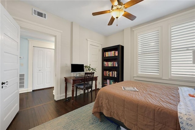 746 N Highland Ave NE Unit 7, Atlanta, GA 30306 - bedroom with hardwood / wood-style floors, baseboards, and a ceiling fan