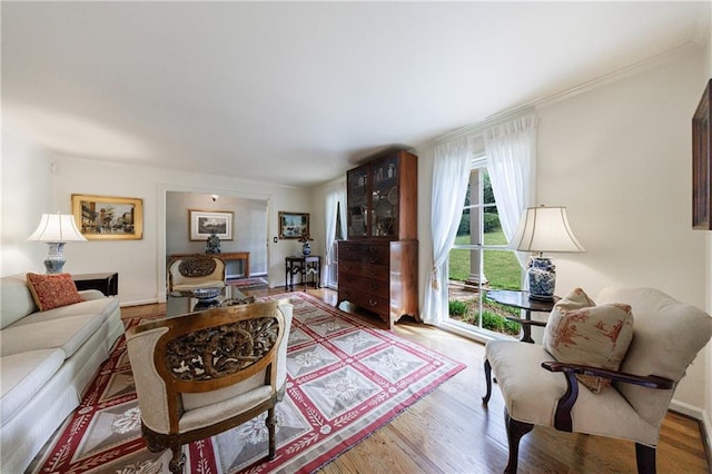living area with wood finished floors