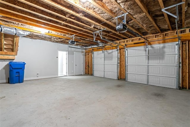 garage with a garage door opener