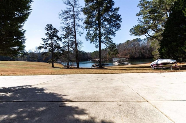 view of road with a water view