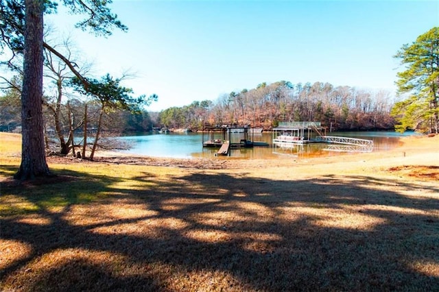 view of water feature featuring a dock