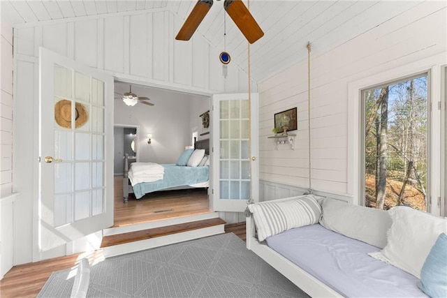 sunroom with beam ceiling