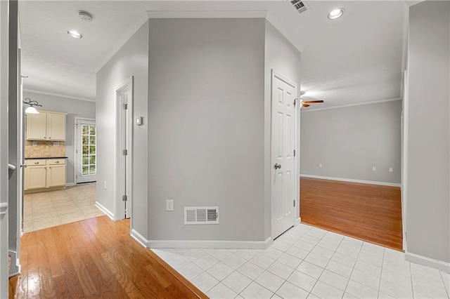 7165 Jonsway, Cumming, GA 30041 - corridor with crown molding, light wood-style floors, baseboards, and recessed lighting