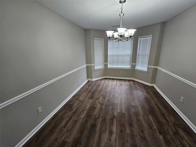 3763 Waldrop Hills Dr, Decatur, GA 30034 - unfurnished dining area with visible vents, baseboards, a chandelier, and dark wood finished floors