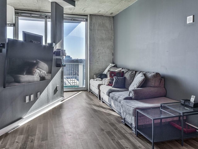 361 17th St NW Unit 1121, Atlanta, GA 30363 - living room with dark hardwood / wood-style floors