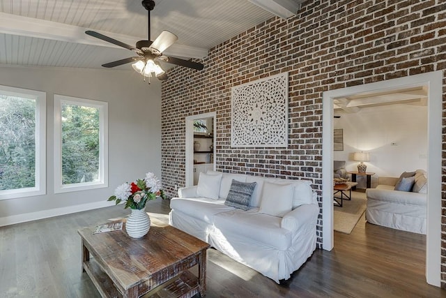 3441 Shoreland Dr, Buford, GA 30518 - living area with wood finished floors, a ceiling fan, and baseboards