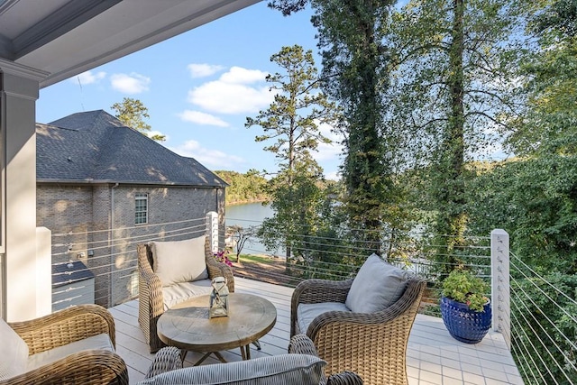 3441 Shoreland Dr, Buford, GA 30518 - wooden terrace featuring a water view