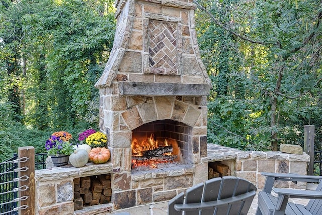 3441 Shoreland Dr, Buford, GA 30518 - view of patio featuring an outdoor stone fireplace