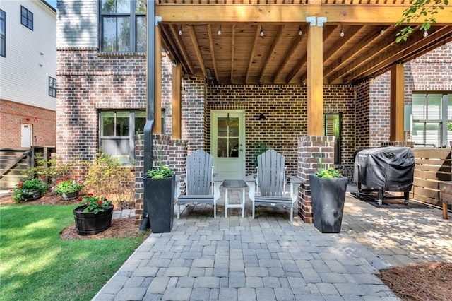 view of patio with area for grilling