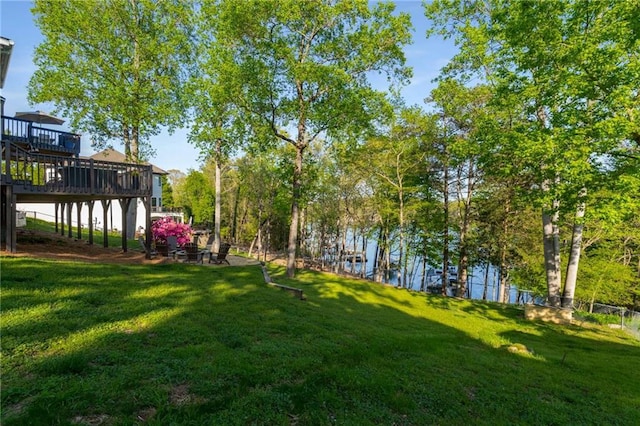 view of yard with a deck