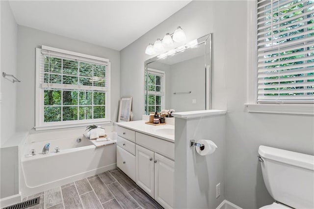2986 Edenberry Ln NW, Kennesaw, GA 30152 - bathroom with plenty of natural light, toilet, a garden tub, and vanity