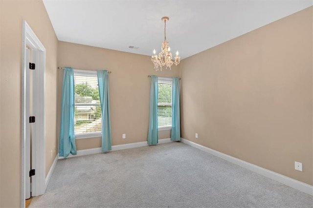 17 River Walk Pkwy, Euharlee, GA 30145 - spare room with a chandelier, baseboards, and light colored carpet