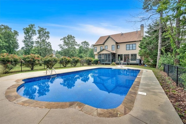 17 River Walk Pkwy, Euharlee, GA 30145 - view of pool with a fenced backyard, a sunroom, a patio, and a deck