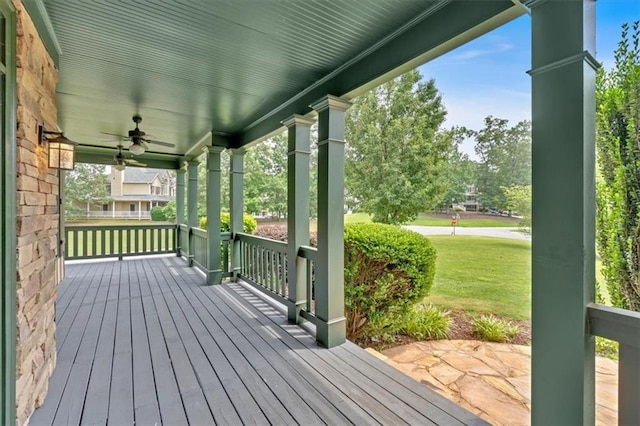 17 River Walk Pkwy, Euharlee, GA 30145 - porch with ceiling fan and a lawn