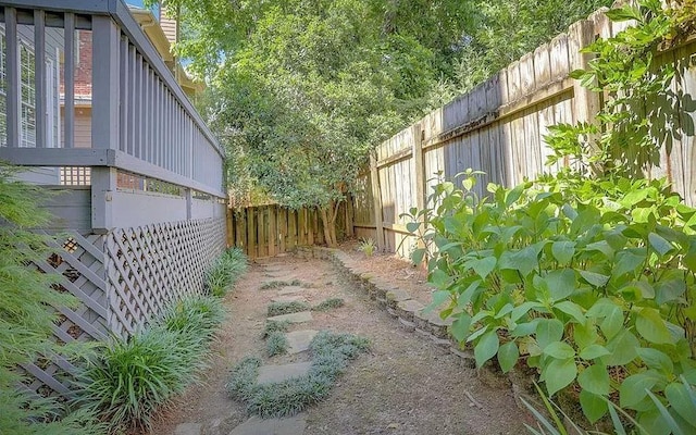 view of yard featuring a fenced backyard