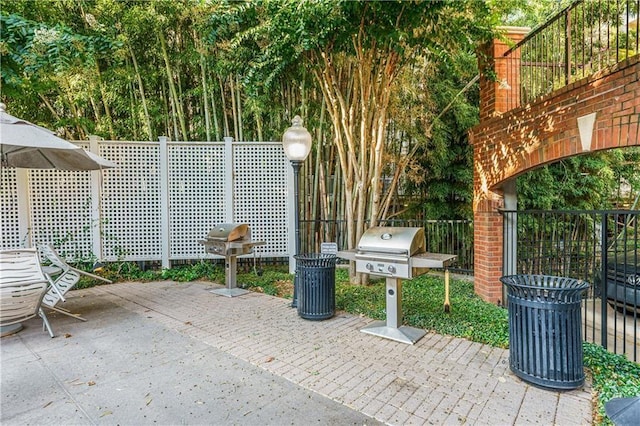 view of patio with a grill