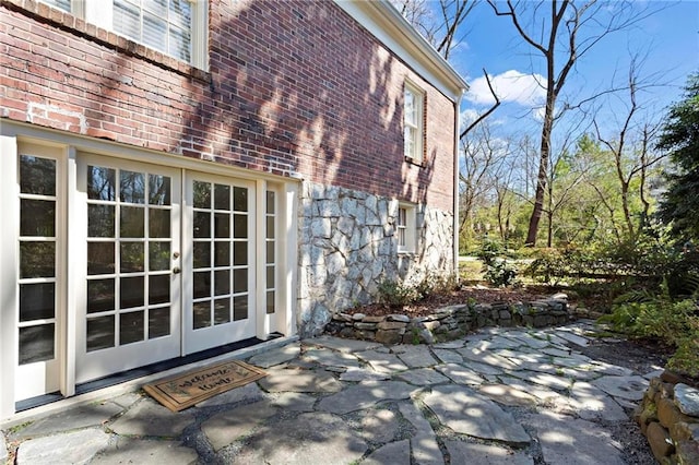 view of patio featuring french doors