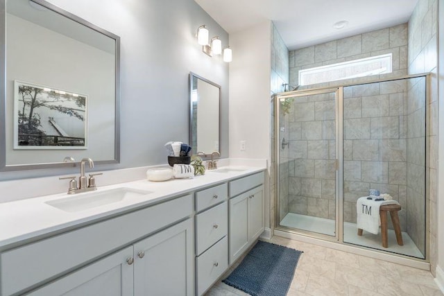 5315 Trescott Path, Cumming, GA 30028 - bathroom featuring a stall shower and double vanity