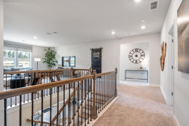 5315 Trescott Path, Cumming, GA 30028 - corridor with an upstairs landing, light colored carpet, recessed lighting, and baseboards