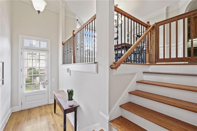 1605 Pavillion Ridge Dr SE, Smyrna, GA 30080 - stairs with ornamental molding and wood finished floors