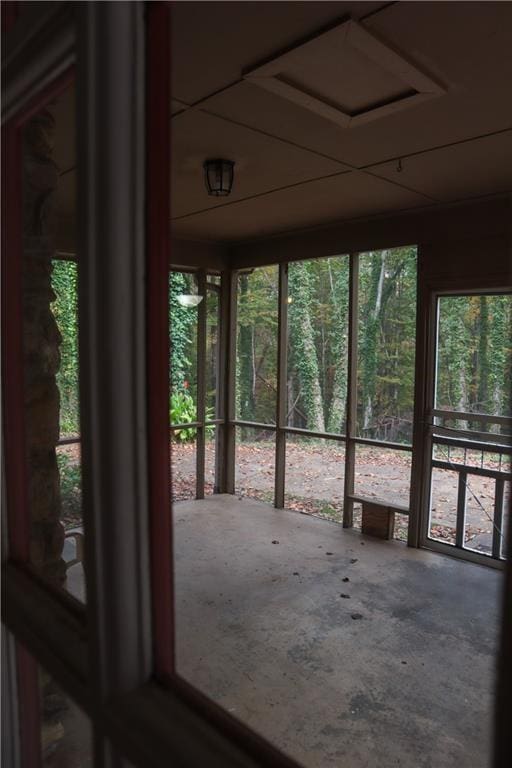 view of unfurnished sunroom