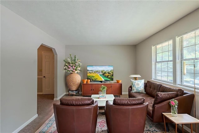 2247 Cherokee Valley Dr, Lithonia, GA 30058 - living room with arched walkways and carpet