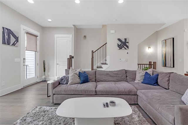 living room featuring wood-type flooring