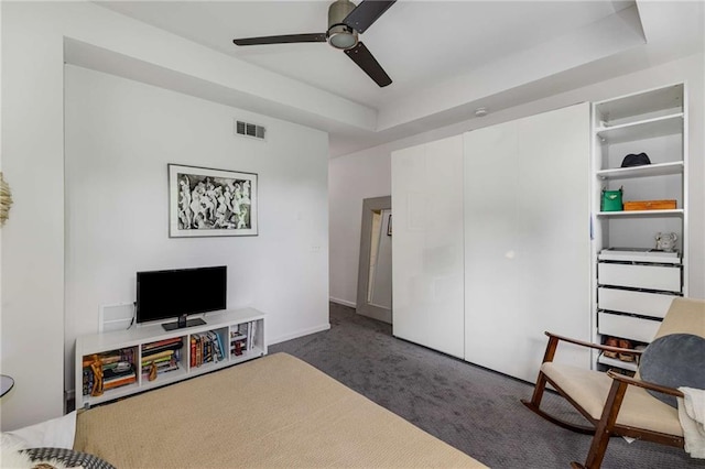 951 Glenwood Ave SE Unit 1805, Atlanta, GA 30316 - carpeted bedroom with a tray ceiling, ceiling fan, and a closet