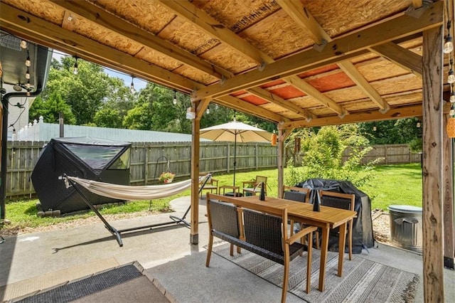 110 Village Ct, Woodstock, GA 30188 - fenced backyard with a patio area and outdoor dining area