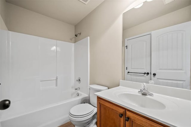 full bathroom with vanity, toilet, and shower / bathing tub combination