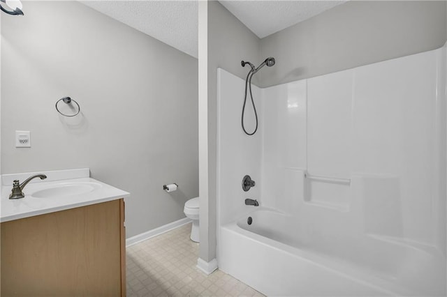 6440 Narramore Way, Lula, GA 30554 - full bath with toilet, a textured ceiling, vanity,  shower combination, and baseboards
