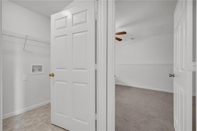 6440 Narramore Way, Lula, GA 30554 - laundry area featuring washer hookup, ceiling fan, and baseboards