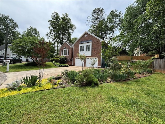 exterior space featuring an attached garage, fence, and concrete driveway