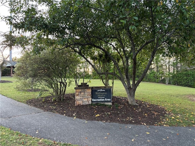 view of community featuring a lawn