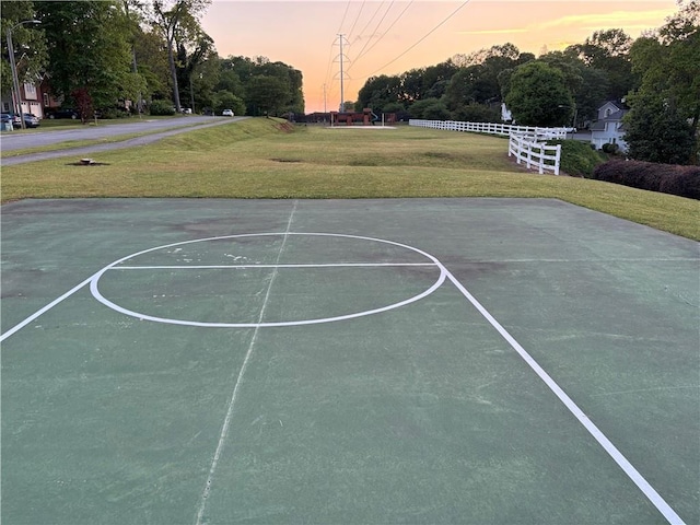 view of sport court with community basketball court and a yard