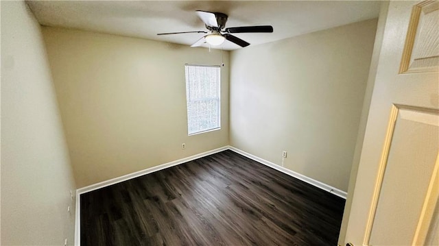 unfurnished room featuring ceiling fan and wood-type flooring