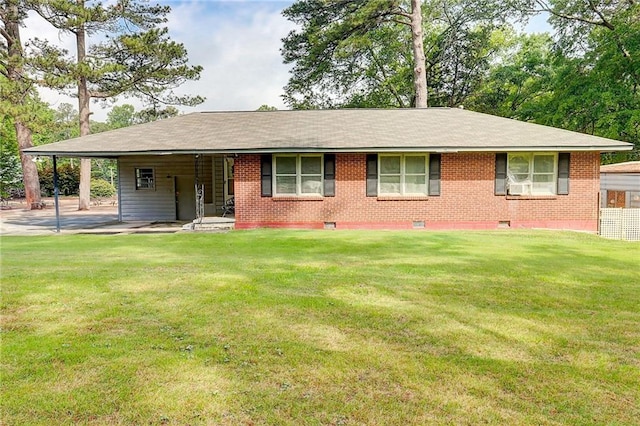 3221 Colquitt Dr, Atlanta, GA 30340 - ranch-style house featuring a carport, a front yard, brick siding, and crawl space