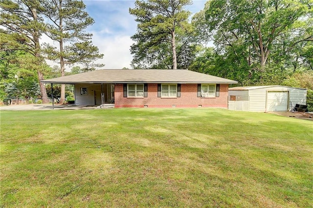 3221 Colquitt Dr, Atlanta, GA 30340 - view of front of property featuring an outbuilding, brick siding, and a front yard