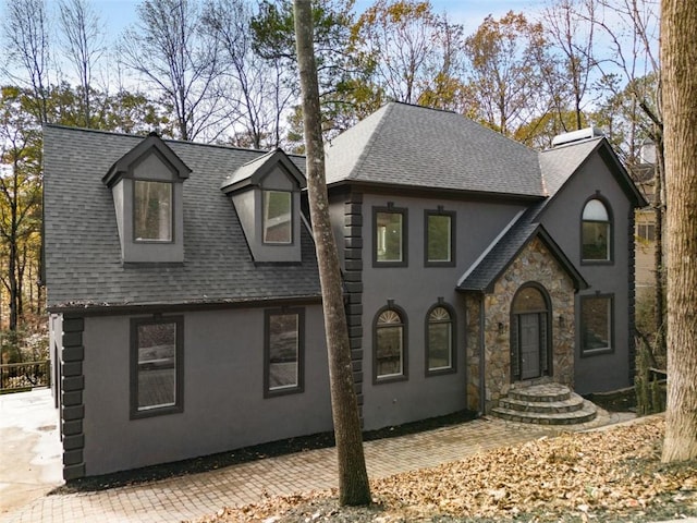 270 Boulder Dr, Roswell, GA 30075 - french provincial home with a shingled roof, stucco siding, and stone siding