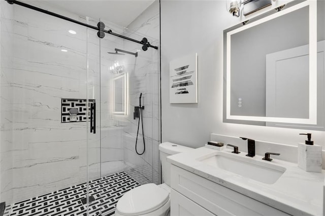 270 Boulder Dr, Roswell, GA 30075 - full bathroom with toilet, vanity, and a marble finish shower