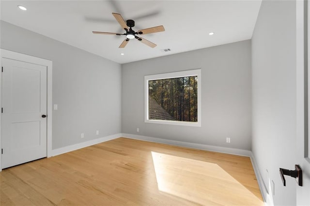270 Boulder Dr, Roswell, GA 30075 - spare room with light wood-type flooring, ceiling fan, baseboards, and recessed lighting