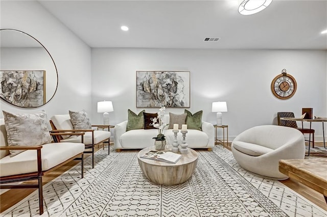 living room with hardwood / wood-style floors