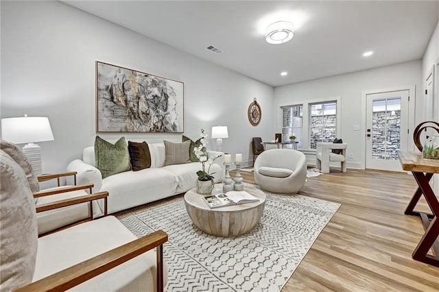 living room with wood-type flooring