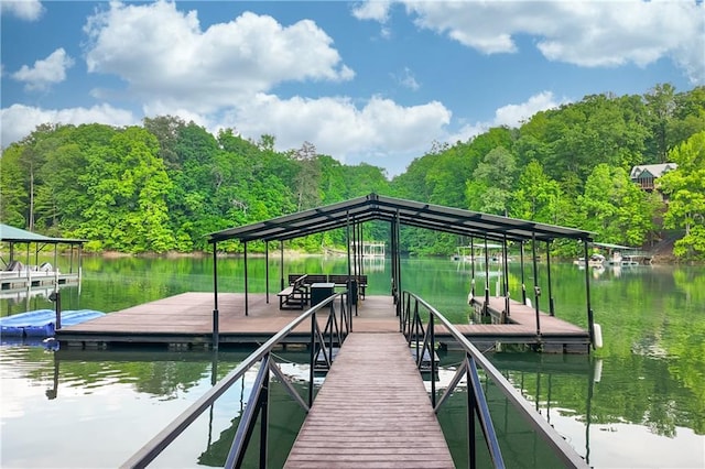 view of dock featuring a water view