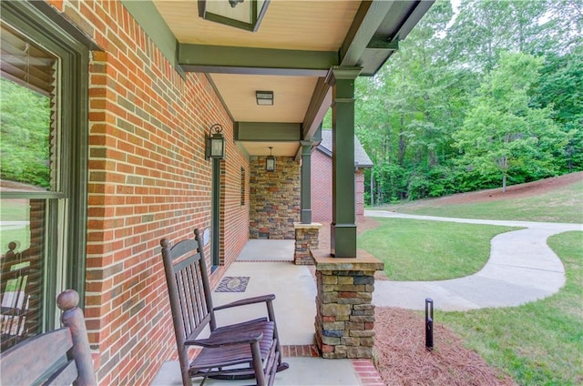 view of patio featuring covered porch