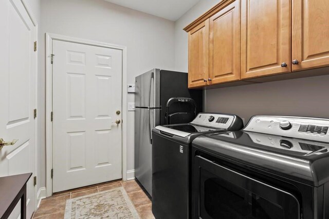 laundry room featuring cabinets and washing machine and dryer