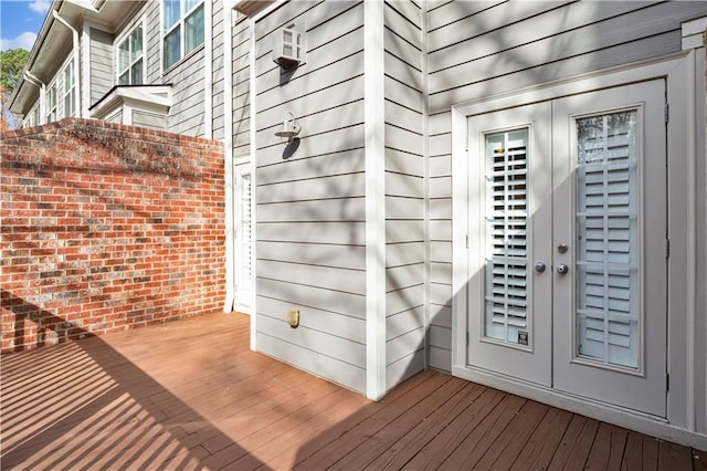 wooden terrace with french doors